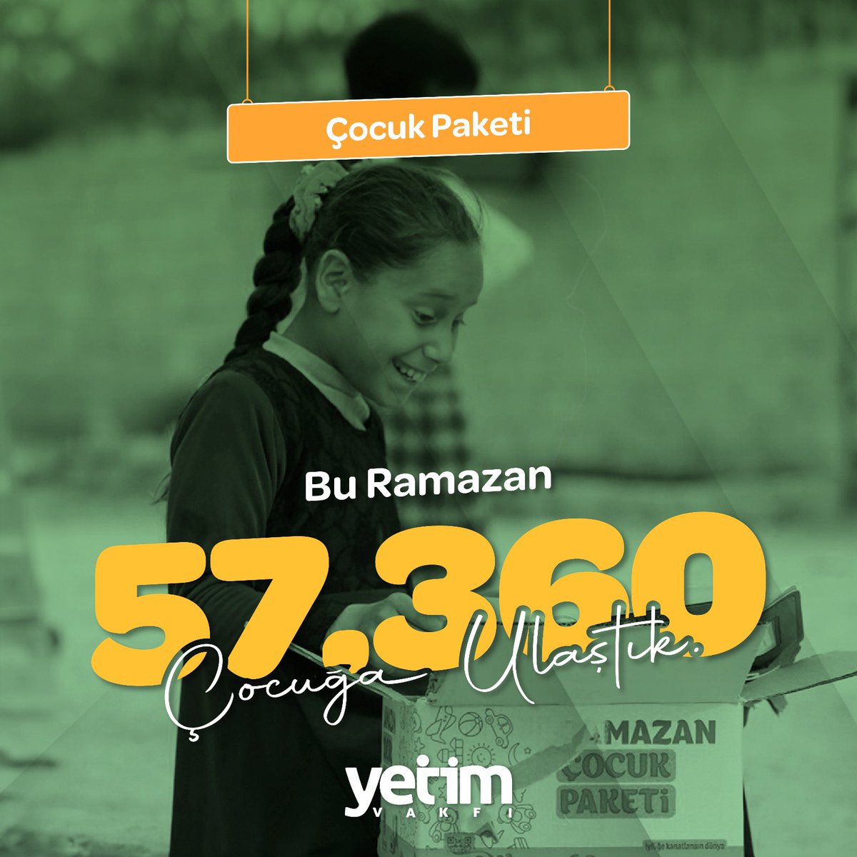 Büyüklere kumanya olur da küçüklere olmaz mı dedik ve 57.360 yavrumuza Ramazan çocuk paketi ulaştırdık. 😍