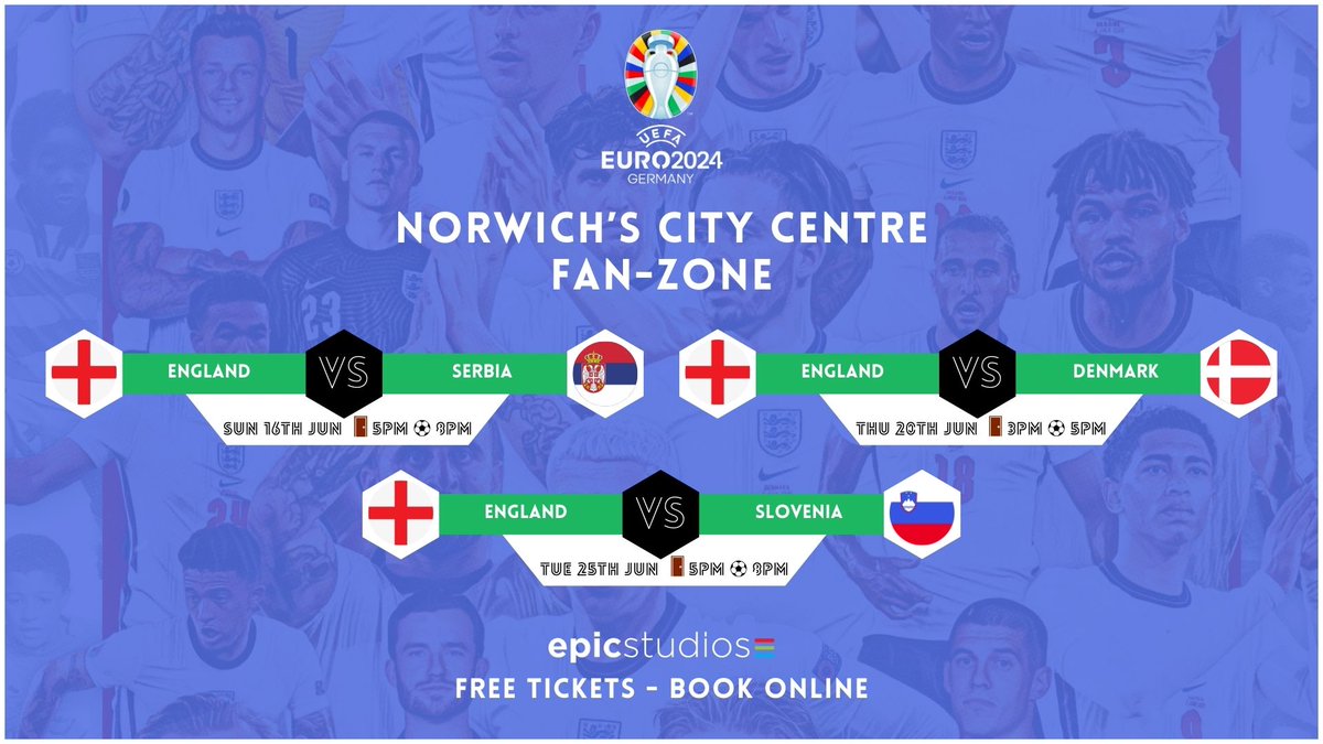 📣 JUST ANNOUNCED: The Euros are coming to Epic this summer, we'll be showing all of the England games on our big screens with a bar, food, special effects and a DJ Tickets are free but must be pre-booked to guarantee entry 🎫 ow.ly/x2BR50Re9zq