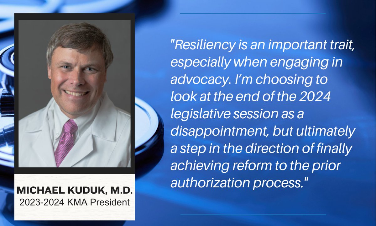 KMA President Michael Kuduk, M.D., is frustrated House Bill 317 did not pass this year but is hopeful the stories told by patients and physicians will continue to shine a light on prior authorization reform. kyma.org/facing-our-cha… #KYGA24