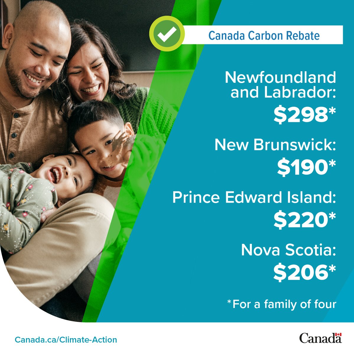 1/2 The #CanadaCarbonRebate (CCR) ensures financial support for Canadians while encouraging climate action. Check out the new CCR estimator to find out how much you could receive: ow.ly/3bhS50ResEV  
#NewFoundlandAndLabrador #NewBrunswick #PrinceEdouardIsland #NovaScotia