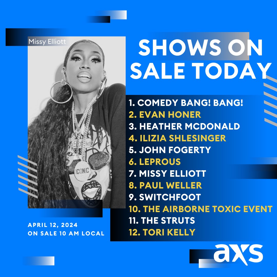 Check out the shows going on sale today! Grab tickets at axs.com 🎟️