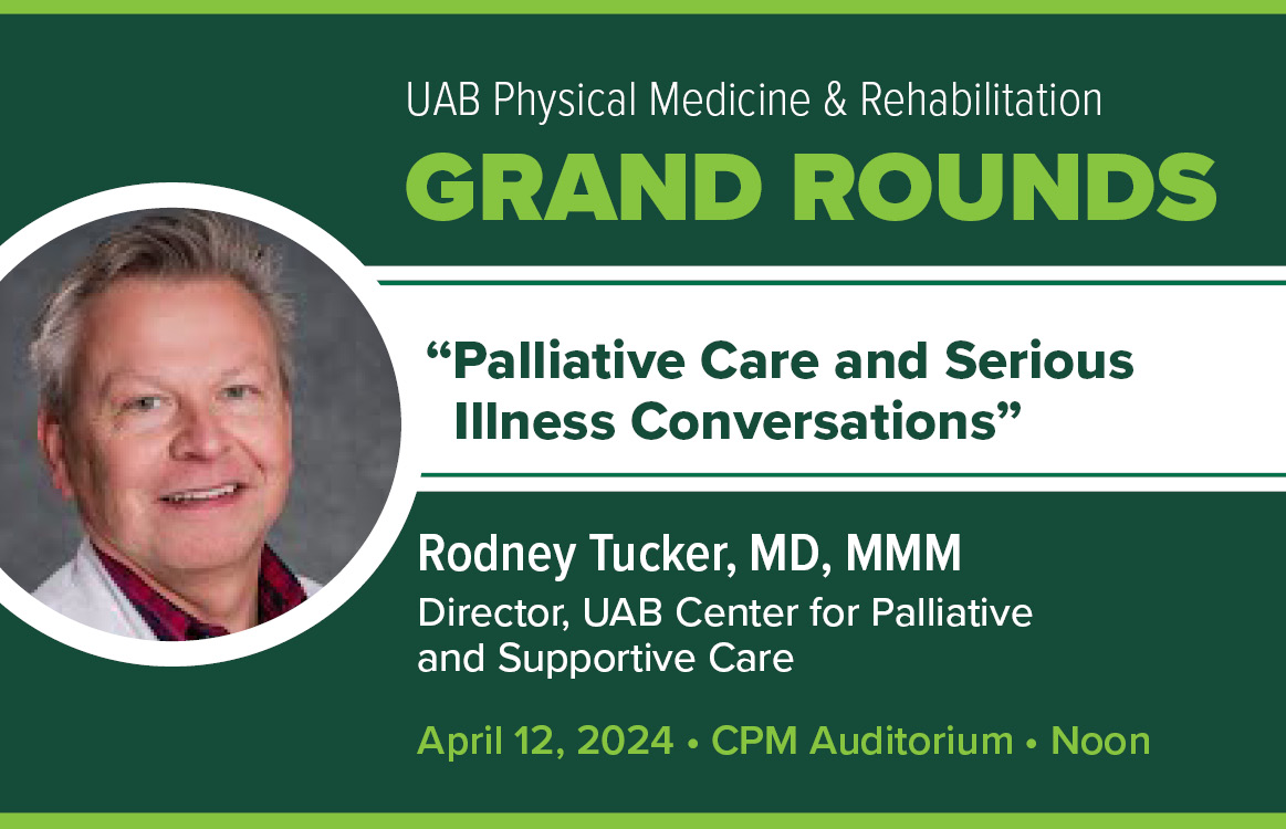 Join us at noon for an important discussion on 'Palliative Care & Serious Illness Conversations' with the director of UAB Center for Palliative and Supportive Care.