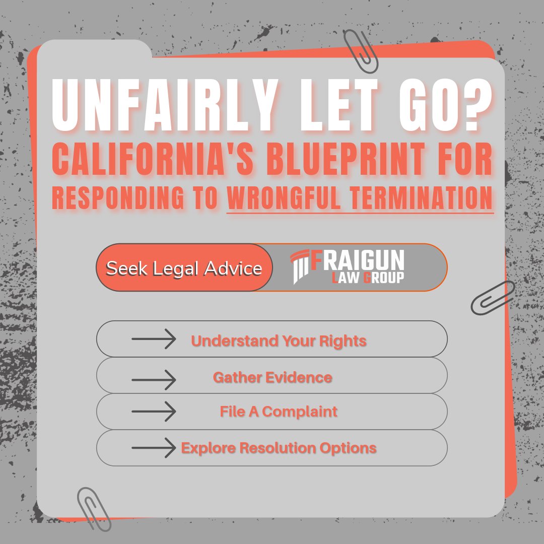 ⚠️Unfairly Let Go? California's Blueprint to Wrongful Termination ⚠️
 
Empowerment starts with knowledge. Reach out to learn more about your rights. 

#WrongfulTermination #CaliforniaLaw #EmployeeRights #FraigunLawGroup