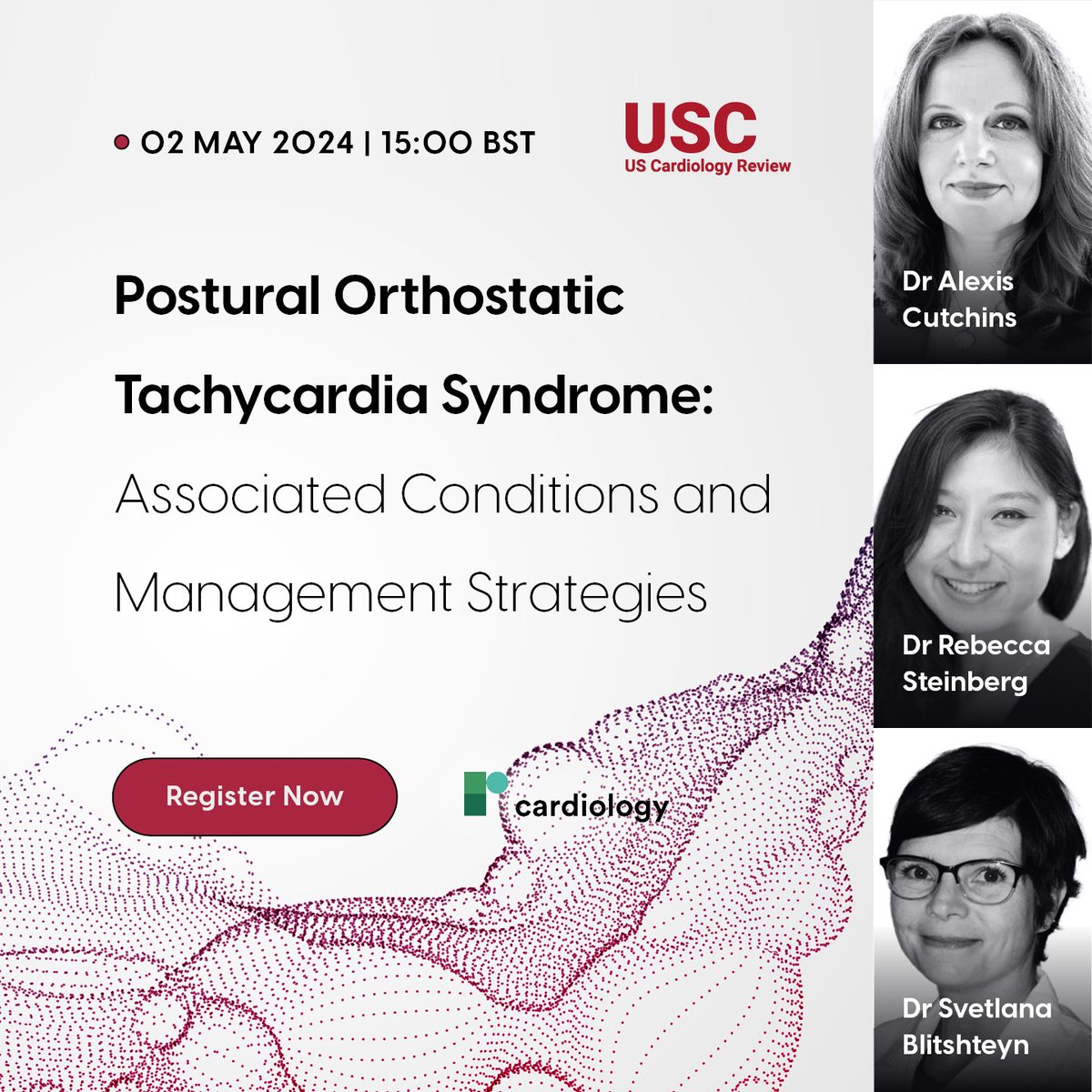 Join us on May 2 for an insightful discussion on Postural Orthostatic Tachycardia Syndrome with Dr Steinberg, Dr Blitshteyn and Dr Cutchins. Learn about diagnosis, symptoms, pathology, and novel treatment strategies. 👉 ow.ly/2wQm50ReTki #POTS #CardioEd #CardioTwitter