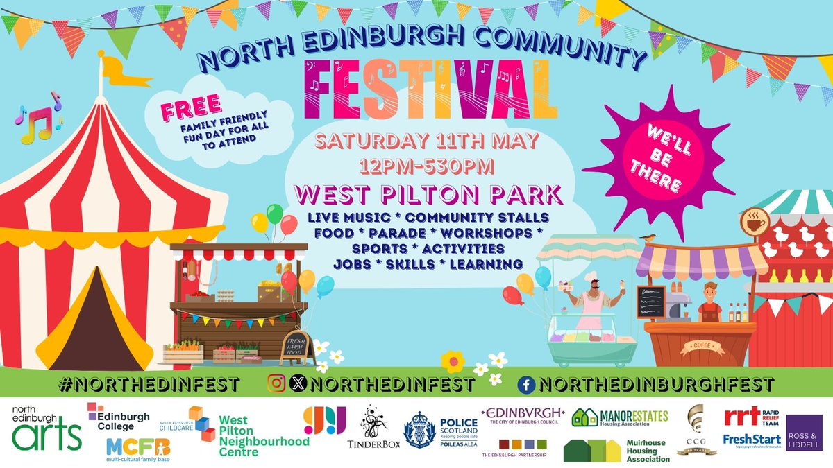 Looking forward to the North Edinburgh Community Festival on 11th May. ELGT will be present, showing the development plans for West Pilton Park. Hope to see you there.