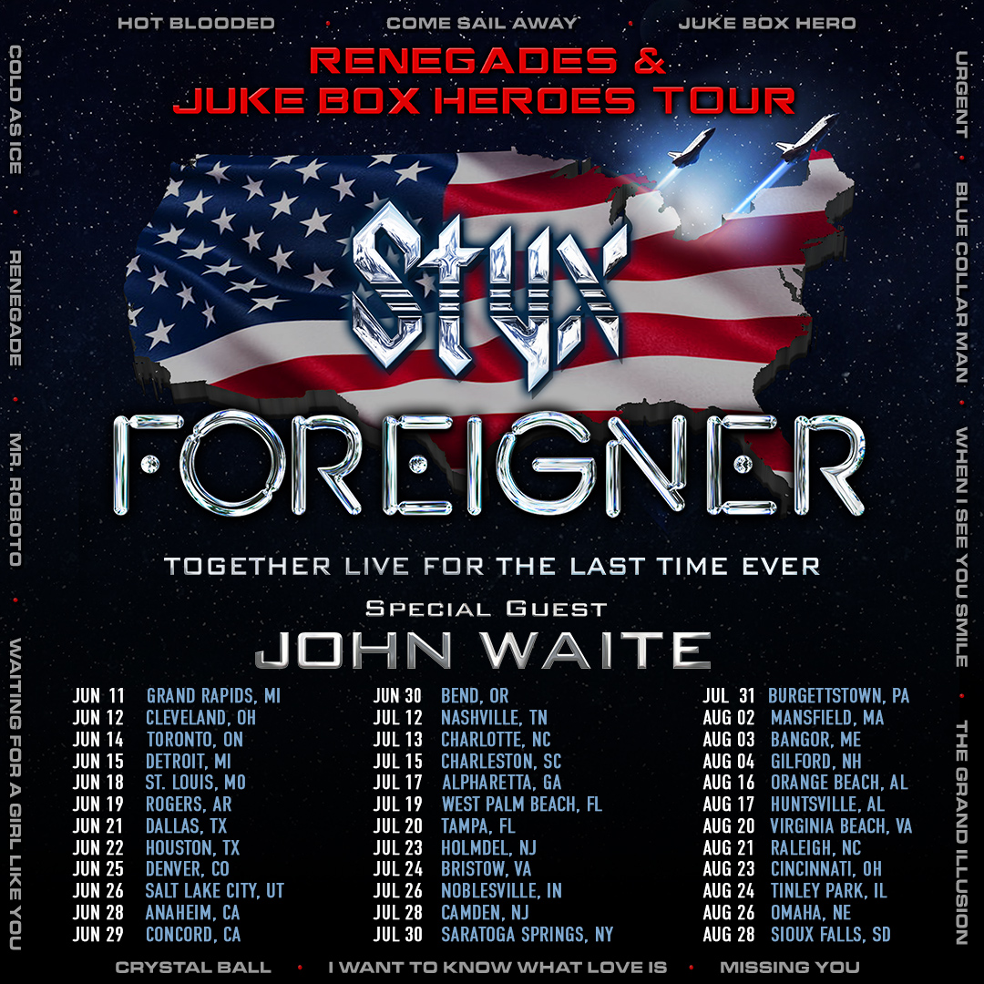 The 'Renegades & Jukebox Heroes' tour is hitting the road for an epic summer tour, a decade in the making! Info & tickets at styxworld.com Where are we seeing you? Name your city 👇