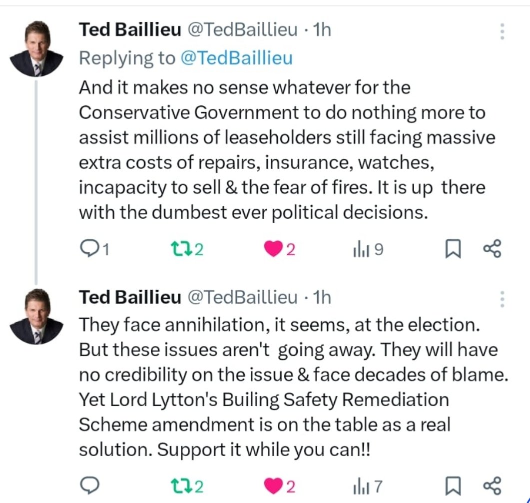 Former Victoria Premier @TedBaillieu recognises the shameful decision of the @michaelgove and @RishiSunak government in their handling of the post Grenfell #BuildingSafetyCrisis.

He calls for the #Conservatives to prevent their reputation as the party of home ownership being…