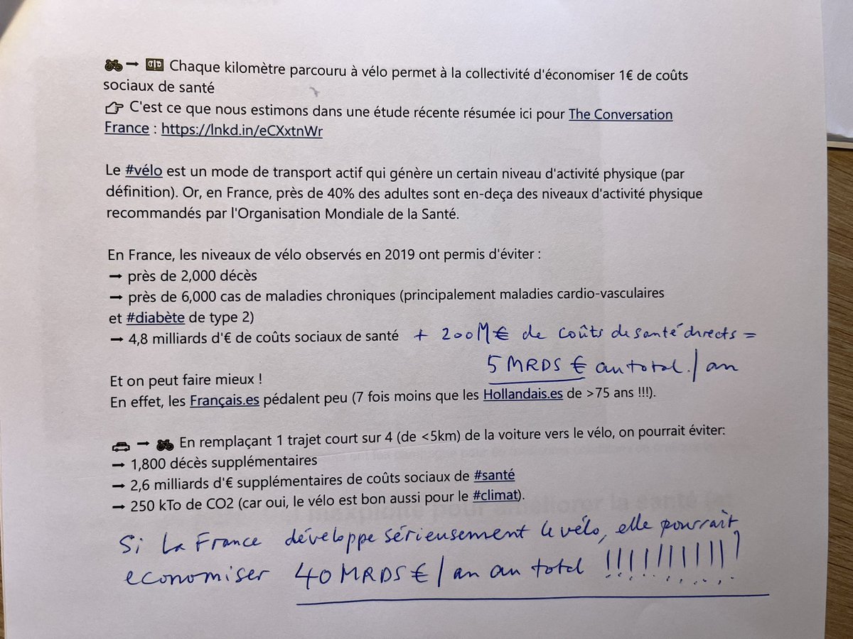 En coupant le budget de l’écologie, la France se prive d’une économie gigantesque de 40 milliards€/an à terme rien que grâce au velo.

Le vélo n’est pas une dépense mais un modèle économique qui fait GAGNER de l’argent.

#veloconomie

theconversation.com/le-velo-un-pot…