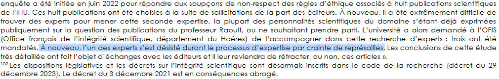 @MathieuMolimard @uniamu @sretailleau @FCREMIEUX @Sante_Gouv @sup_recherche @Hceres_ @RenaudMuselier Objectivation des soupçons récurrents de pressions autour de l'IHU MI contre toute contestation, les experts mandatés se retirent ou refusent que leurs noms apparaissent. C'est eux les gentils ?