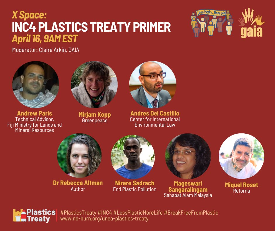 Join us on Tues, Apr 16 for what's sure to be an insightful discussion to prepare for #INC4!

Set a reminder: #PlasticsTreaty Primer
twitter.com/i/spaces/1mnGe…

#LessPlasticMoreLife #BreakFreeFromPlastic 
@andrewfiji @andresdelcas @SadrachNirere @MageswariSanga4 @rebecca_altman