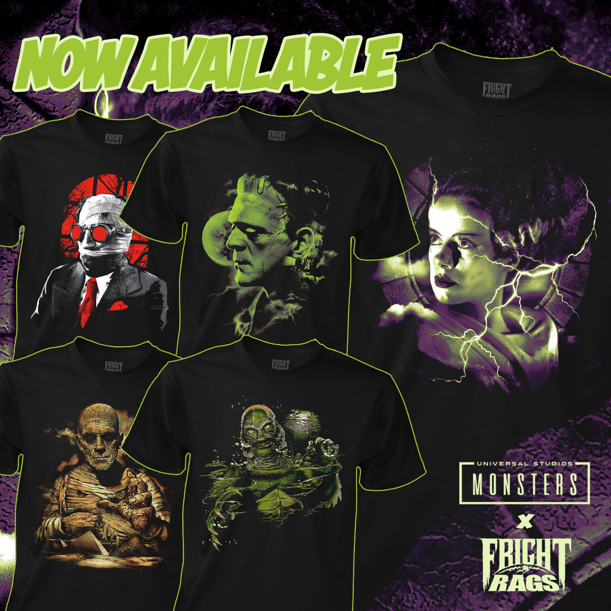 NEW officially licensed UNIVERSAL MONSTERS tees are here and ready to ship! The Invisible Man, The Mummy, Frankenstein, Bride of Frankenstein and The Creature From The Black Lagoon! Grab 'em now! 👉 Shop: bit.ly/3UdTmbD