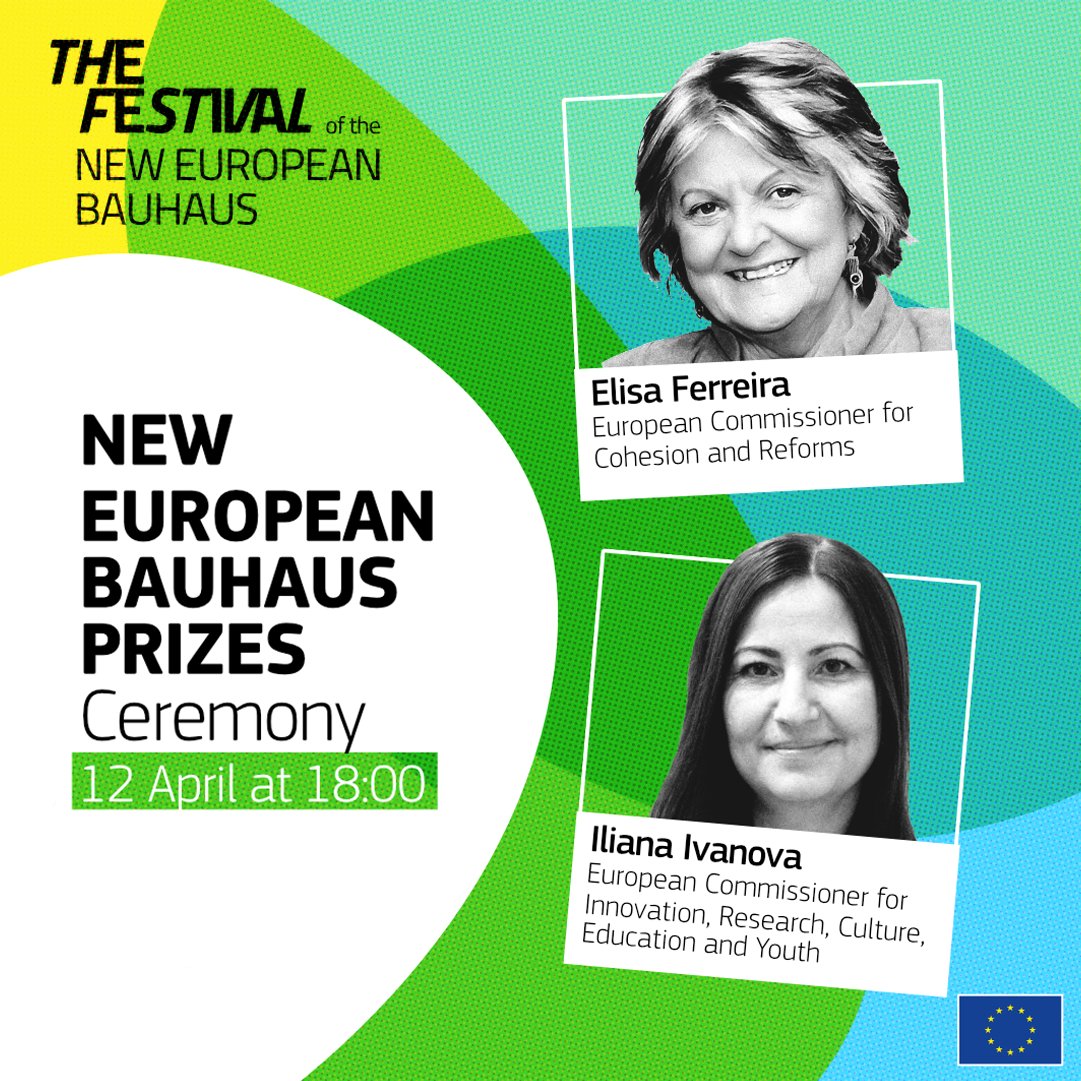 Join us today at 18:00 CET for the #NewEuropeanBauhaus Prizes Ceremony! Together with @ElisaFerreiraEC, we will award 20 projects bringing tangible positive change to communities and neighbourhoods across the EU and the world. Watch it here 👉europa.eu/!RrXDmF