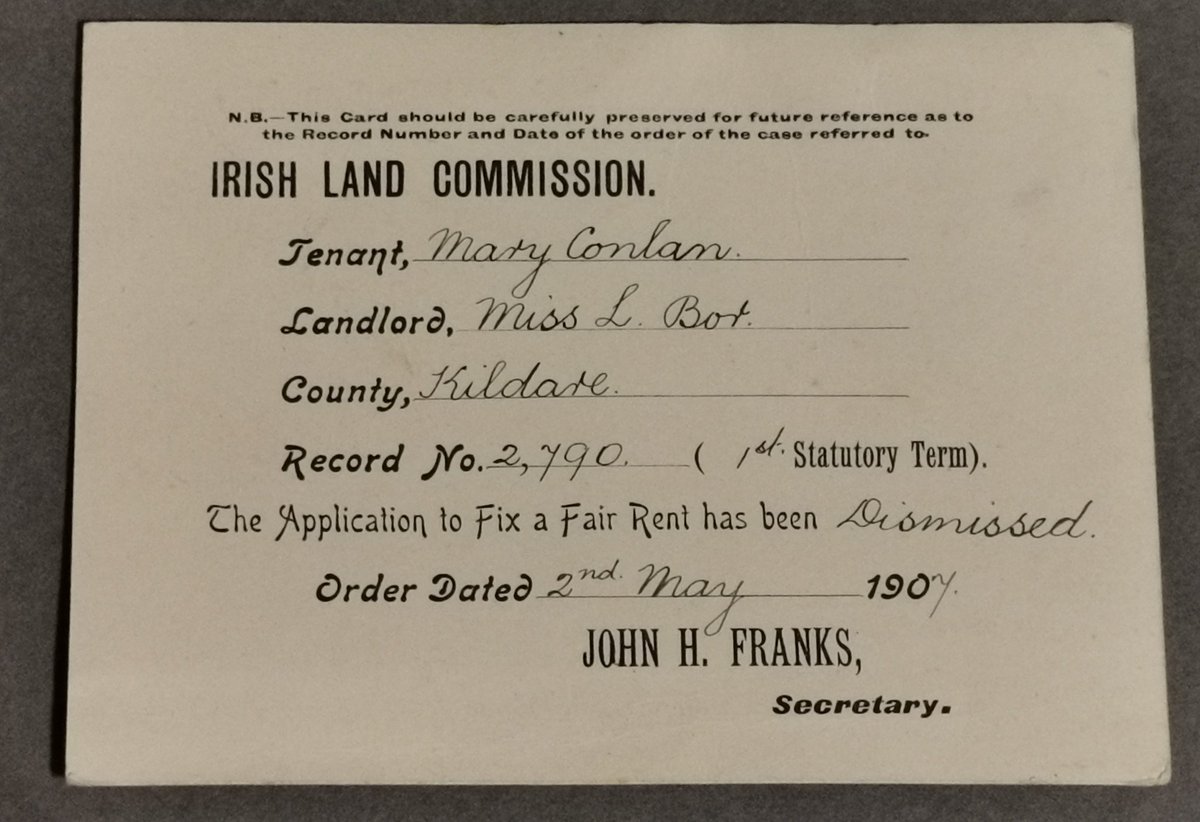 Just one of over 150 Irish Land Commission applications 'to fix a fair rent' are in the Ballindoolin archive. Each one including details of the landlord, tenant, location and record number. #CountryHouseArchives #ExploreYourArchive