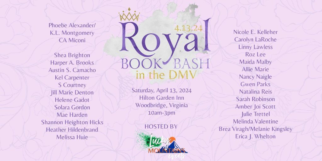 Tiaras are totally optional!
Hope to see you tomorrow! 
events.eventgroove.com/event/Royal-Bo…
#romanceauthors #romancereaders #booklovers #RoyalBookBash