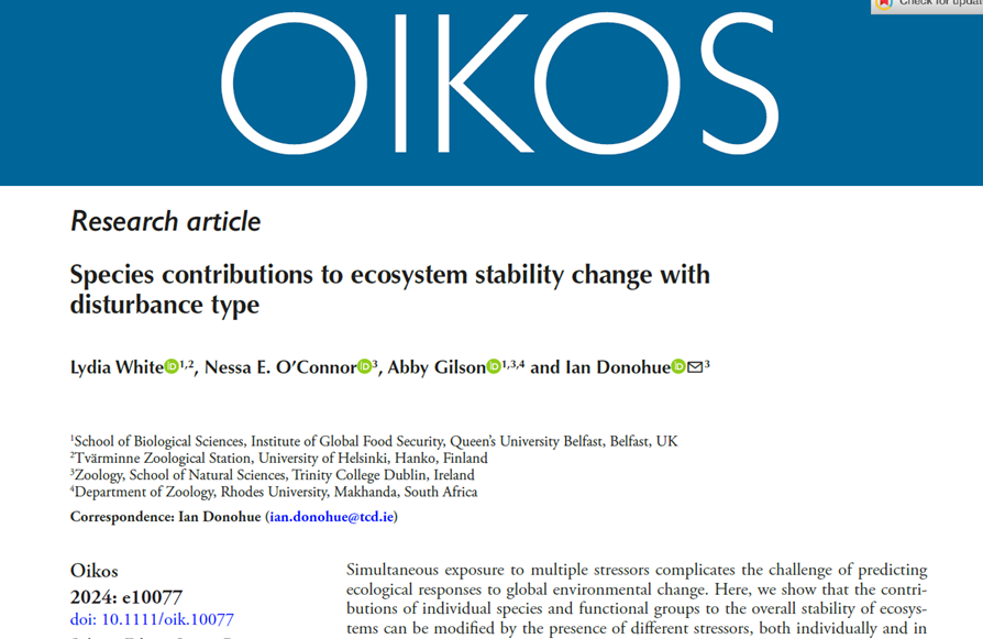 Congrats to @Lydiaa_Jane, @nessocon, @Abby_R_Gilson & @donohueian on their published research article that explores how different species contribute to the stability of ecosystems under various disturbance types. Read: nsojournals.onlinelibrary.wiley.com/share/5KKGJA3W…