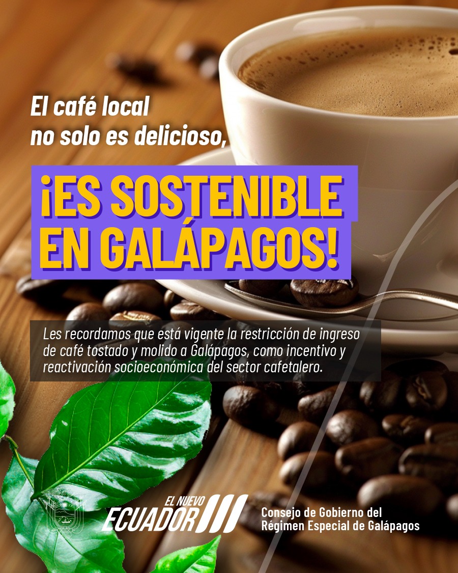 #DesarrolloProductivo | Está vigente la restricción de ingreso de café tostado y molido a Galápagos. Esta medida promueve el consumo de producción local contribuyendo a la conservación de Galápagos. ☕ 🐢 #ÚneteAlNuevoEcuador #ElNuevoEcuador #ElNuevoGalápagos