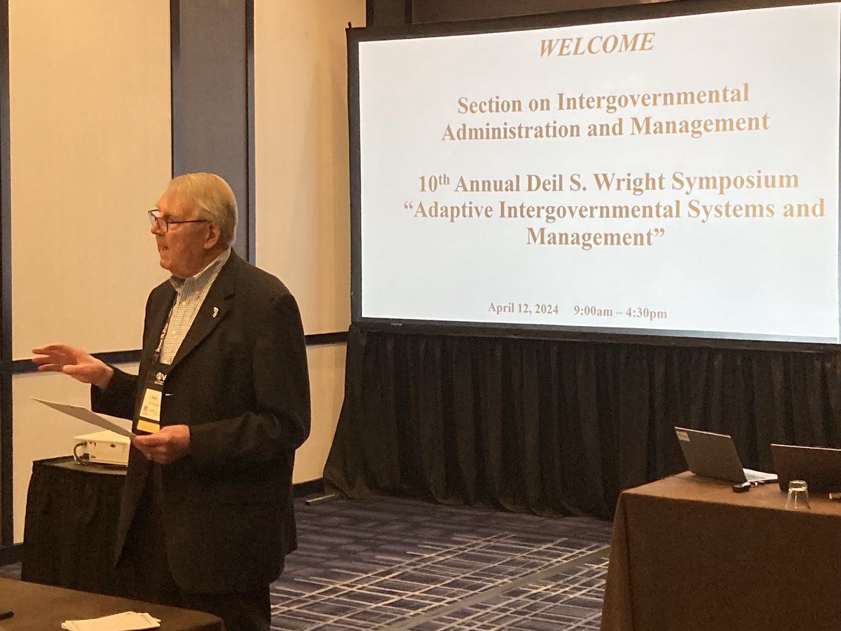 Carl Stenberg ⁦<a href="/uncsog/">UNC School of Government</a>⁩ kicks off the 10th Annual Deil Wright Symposium at #ASPA2024