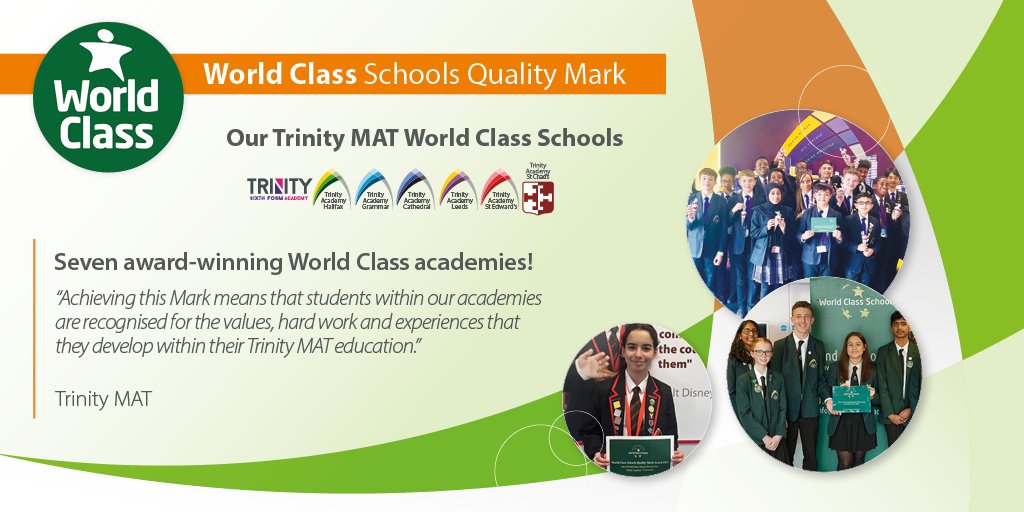 Breaking Records! 🏅 Trinity MAT currently has 7 award-winning @WCSQM academies, including the first Calderdale primary & the first-ever sixth form to be accredited as World Class providers of education, we're setting new standards! #TrinityMAT #RecordBreaking