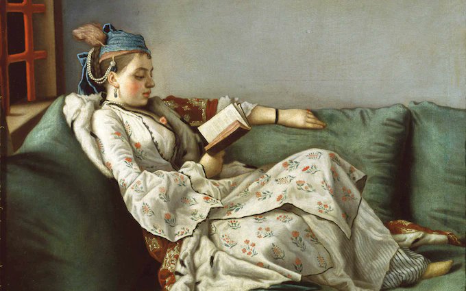 Jean-Etienne Liotard Woman on a Sofa Reading [1750]