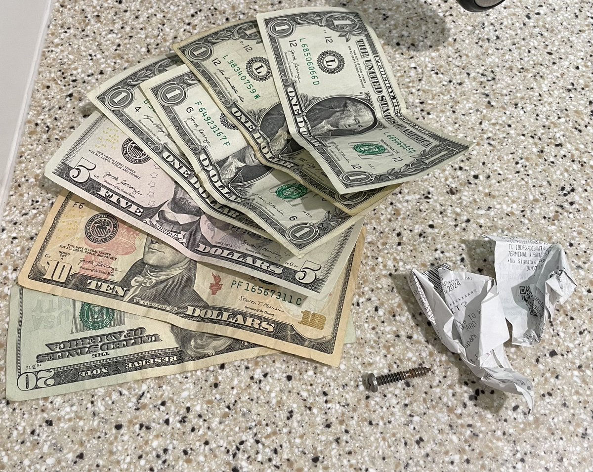 Not a bad haul for his “day 54 of retirement” laundry … 🧺 $$$ “But I need that screw …” 🤣🫶🏻