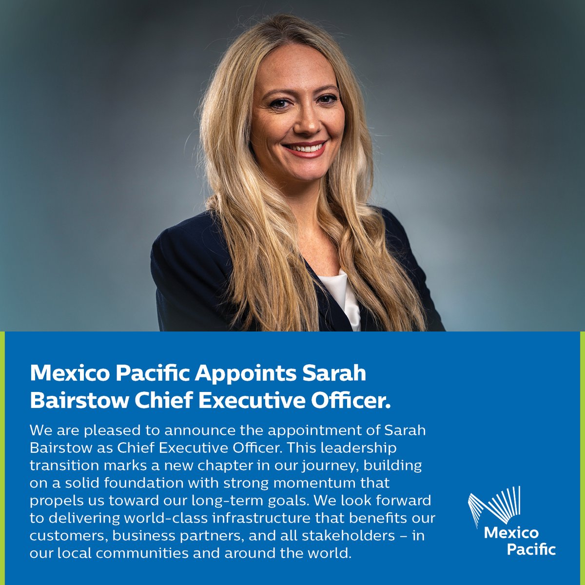 We are pleased to announce the appointment of Sarah Bairstow as CEO. This leadership transition marks a new chapter in our journey, building on a solid foundation with strong momentum that propels us toward our long-term goals. #MexicoPacific #ACloserFuture #LNG