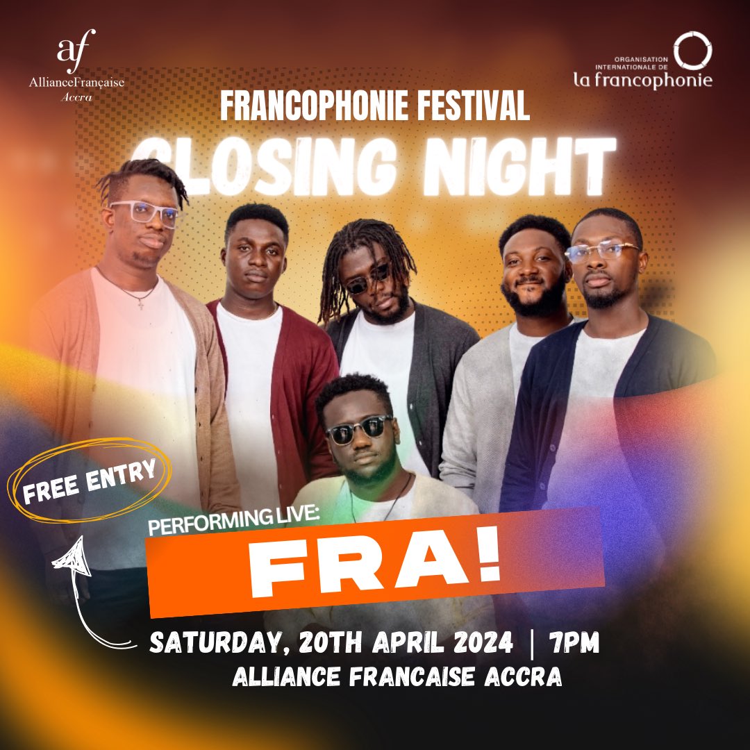 We're back at Alliance Française for the closing night of their annual Francophone Festival. You shouldn't miss this since it's one of our favourite places to perform. Entry is absolutely free 🔥🔥🔥🔥 @AF_Accra #francophoniefestival2024