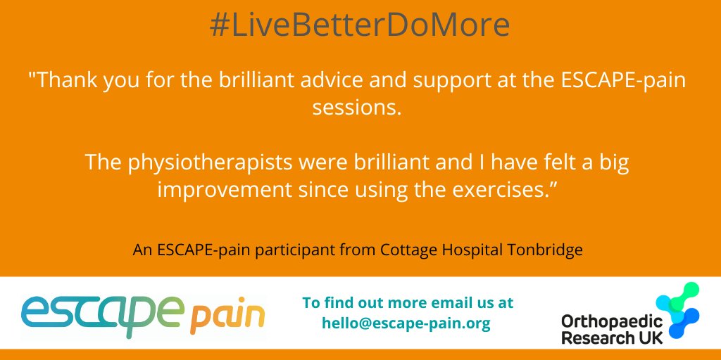 Fantastic feedback for the Cottage Hospital Tonbridge team on #FeelGoodFriday! We love to hear participants experiencing big improvement! 🤩👏 #MSK #LiveBetterDoMore