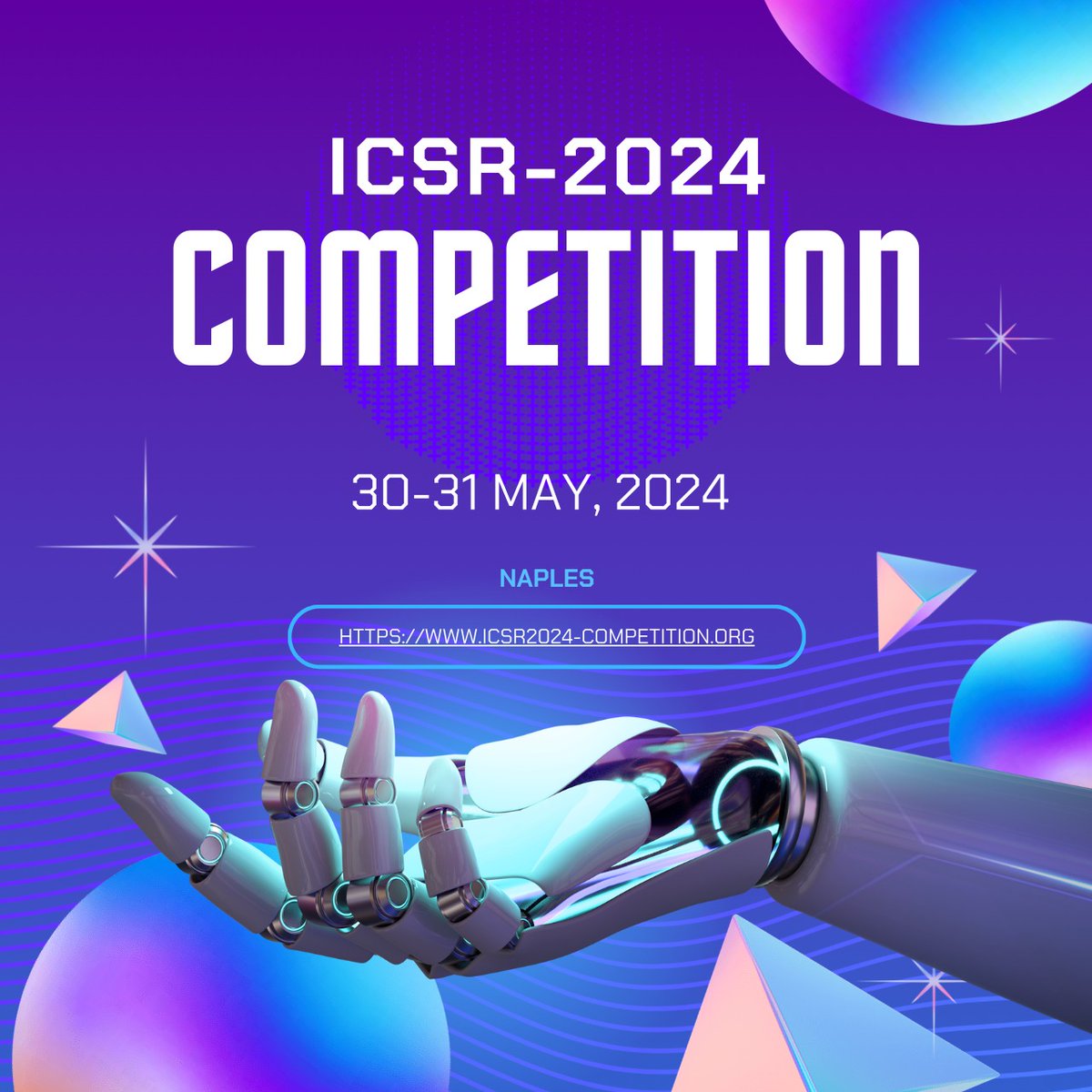 🌋 GRASS (Global robotics Arts &amp; Science Synergies) is proud to present ICSR-2024 Competition (icsr2024-competition.org )

🏛️ Directly from the theatre of the beautiful Villa Doria D'Angri, n Naples, Italy

🎟️ Register here evnk.co/icsr-napoli

#SocialRobotics #ICSR2024