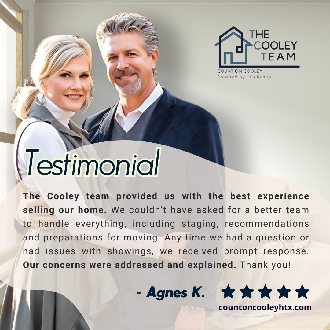 Client Testimonial ⭐️ ⭐️ ⭐️ ⭐️ ⭐️

Thrilled to have another happy client! We are so grateful for the work we get to do.🏡🔑.

#callthecooleys #TheCooleyTeam #eXpRealty #Bridgeland #localrealtor #CypressRealEstate #HoustonRealtor #sellinghouston #clienttestimonial #clientreview