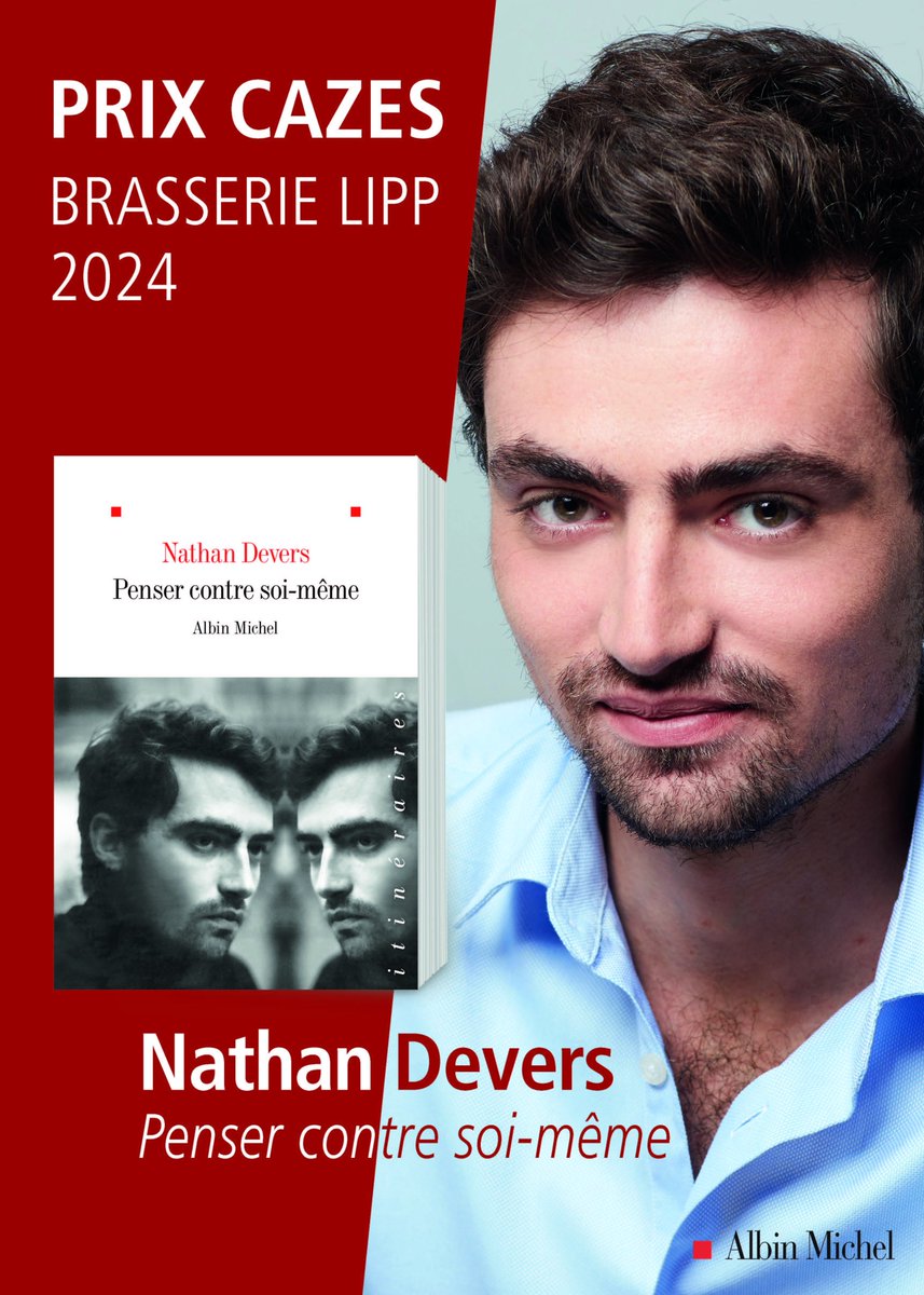 📚 Félicitations à Nathan Devers, lauréat du Prix Cazes Brasserie Lipp 2024 pour son livre 'Penser contre soi-même', à découvrir en librairie. 📖#albinmichel @na_devers #prixcazesbrasserielipp2024