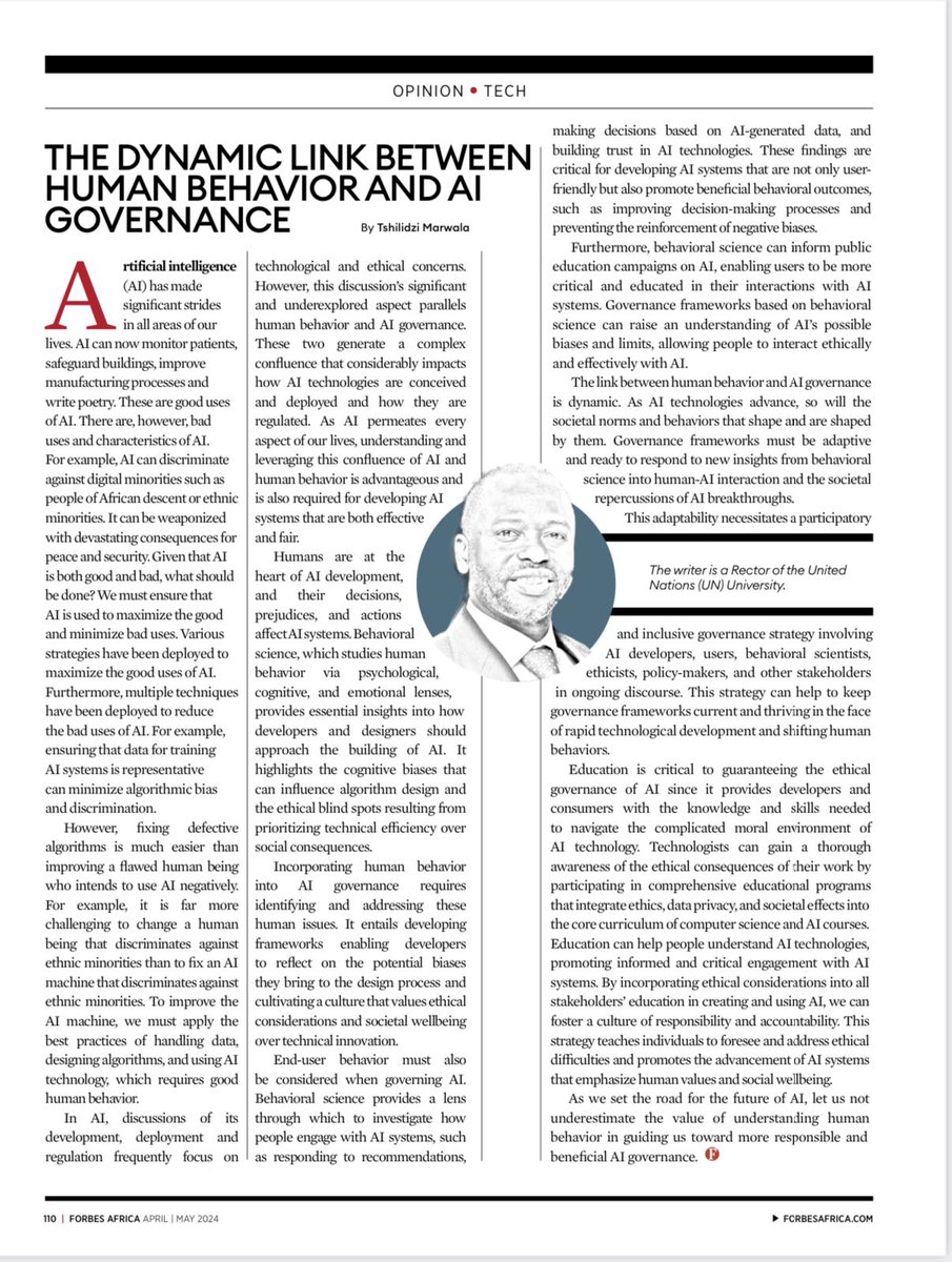 My latest article in Forbes Africa. Education is a human right! @UNUniversity