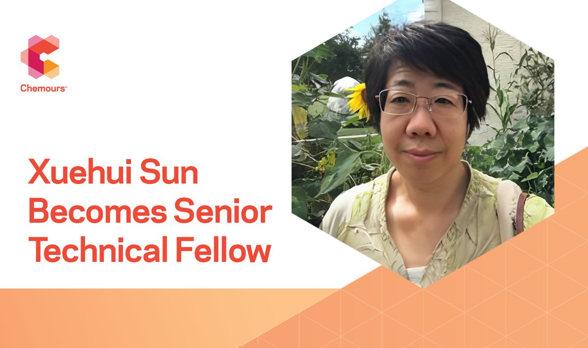 Join us in congratulating Xuehui Sun, who was recently promoted to Senior Technical Fellow! With more than 20 years of experience, Xuehui is a world-class expert in fluorochemicals and fluorochemical processing. Congratulations, Xuehui!