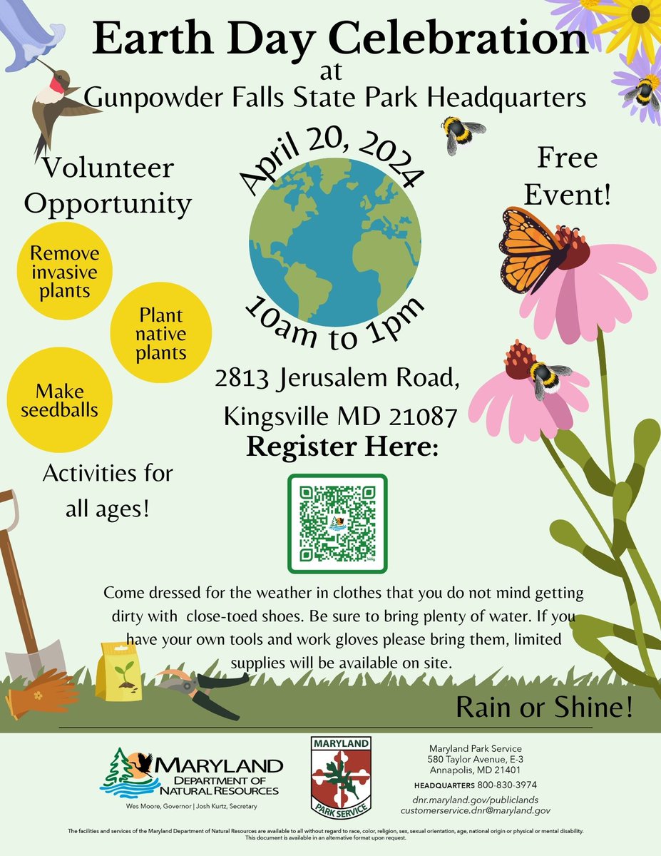 We are looking for volunteers on Earth Day to help remove invasive species and plant pollinator plants at Gunpowder Falls Jerusalem Mill! There are fun activities planned for the whole family. Scouts and students are welcome too! Please pre-register here: ow.ly/S6VF50Rf18V
