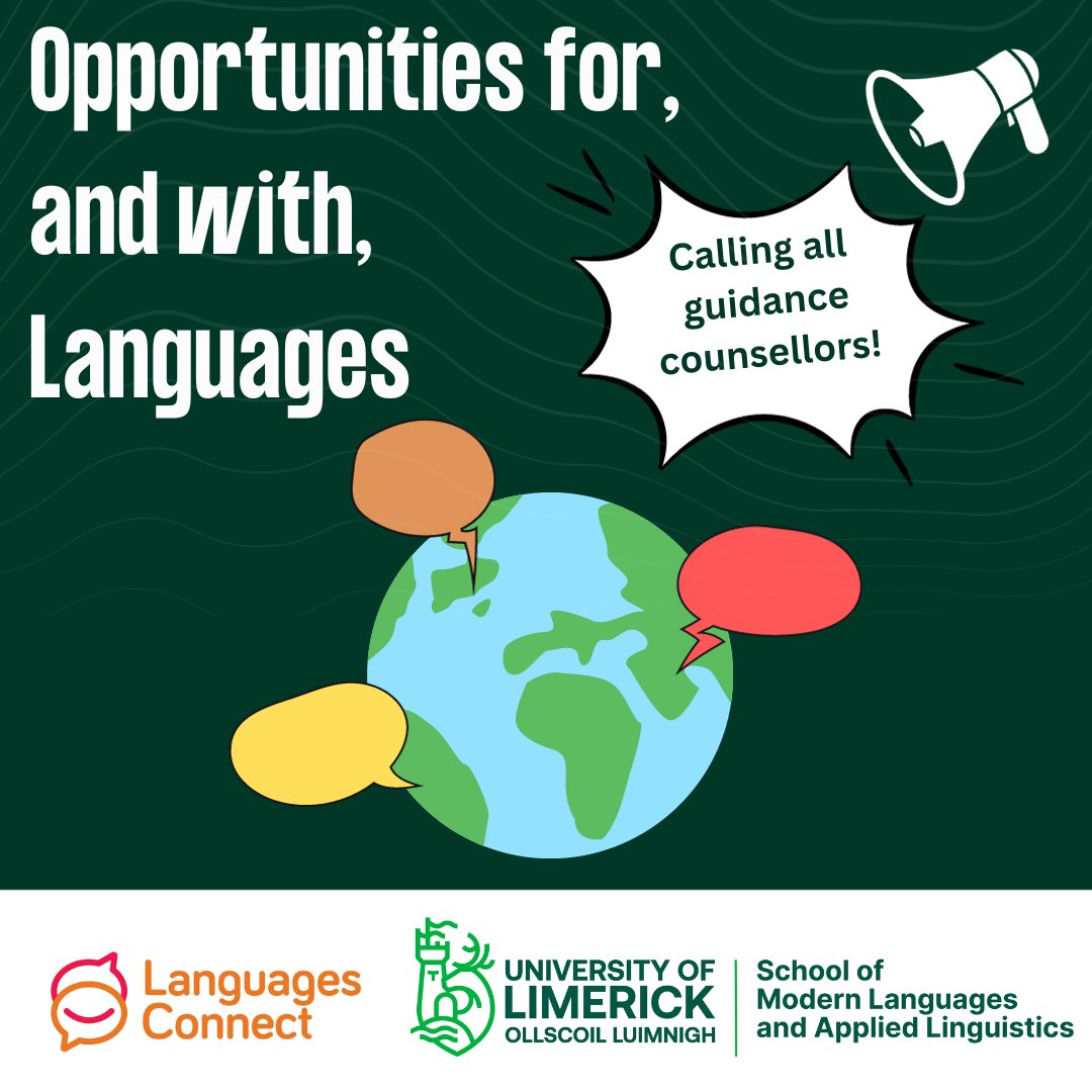 Catherine Jeanneau (@cathjeanneau) on Twitter photo Attention Guidance Counsellors!
The <a href="/mlal_ul/">Languages @ UL</a> school at @ul is hosting an event on Tuesday 30 April about the benefits of learning languages, the opportunities it can afford students, and the programmes with languages at UL.
✍️Registration: shorturl.at/msJKX Attention Guidance Counsellors!
The <a href="/mlal_ul/">Languages @ UL</a> school at @ul is hosting an event on Tuesday 30 April about the benefits of learning languages, the opportunities it can afford students, and the programmes with languages at UL.
✍️Registration: shorturl.at/msJKX