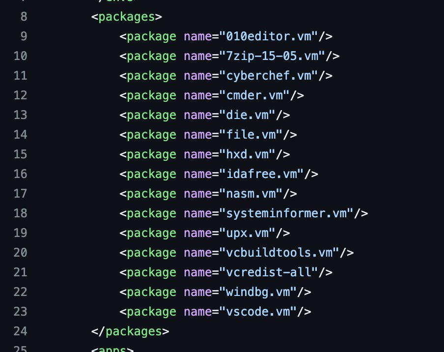 1/2 - Did you know you can automate and customize what tools the #flarevm installs? I've been building 'profiles' to help speed installation up by removing packages that aren't needed. This helps me create more purpose-built VMs - what do you think? github.com/jstrosch/FLARE…