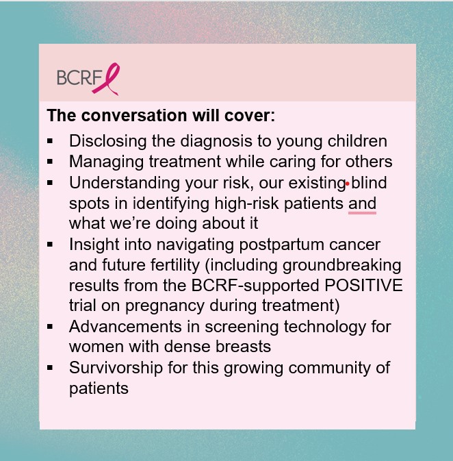 Juggling Act: Balancing Motherhood and Breast Cancer 🗓️Tues, April 16, 12pm ET Join @BCRFcure @AnnPartridgeMD @Marcella_Kelson & #SadiaZapp for a panel exploring the challenges young mothers confront when diagnosed with cancer. Free on Zoom: REGISTER HERE zoom.us/webinar/regist…