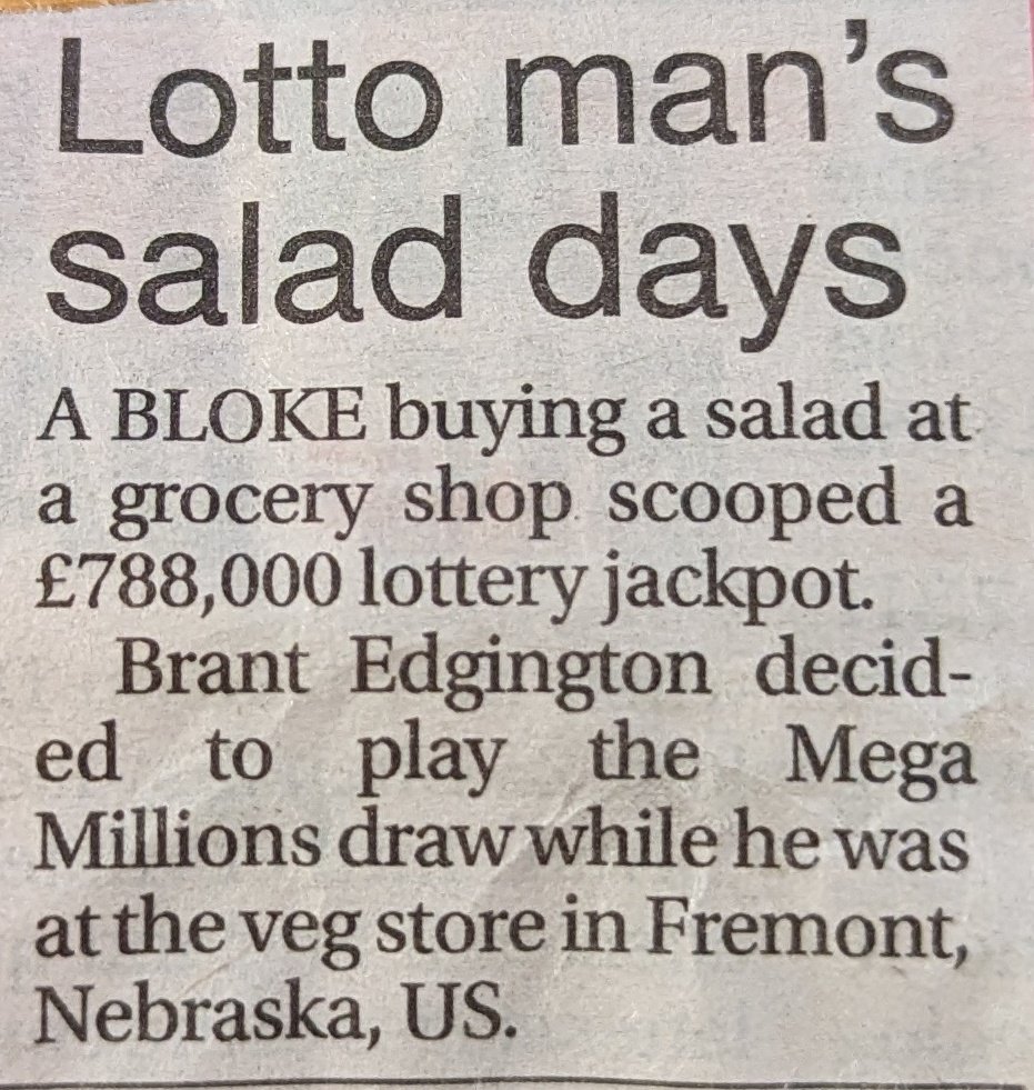 Wow. What are the odds? A man buying a salad!?