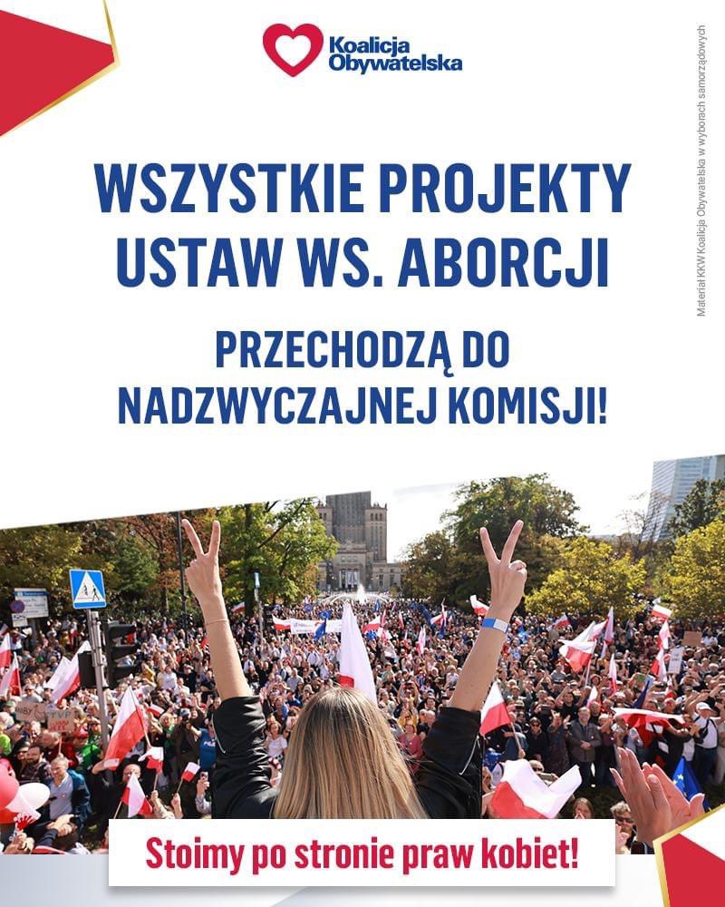 Dotrzymujemy słowa❗ Sejm będzie procedował wszystkie projekty ws. prawa do aborcji.