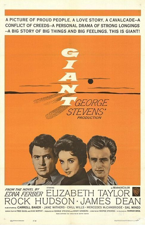 GIANT (1956) Elizabeth Taylor, Rock Hudson, James Dean. Dir: George Stevens 11:15a ET (8:15a PT) The epic story of a Texas cattle rancher and his family, spanning decades of change and conflict. 3h 21m | Drama