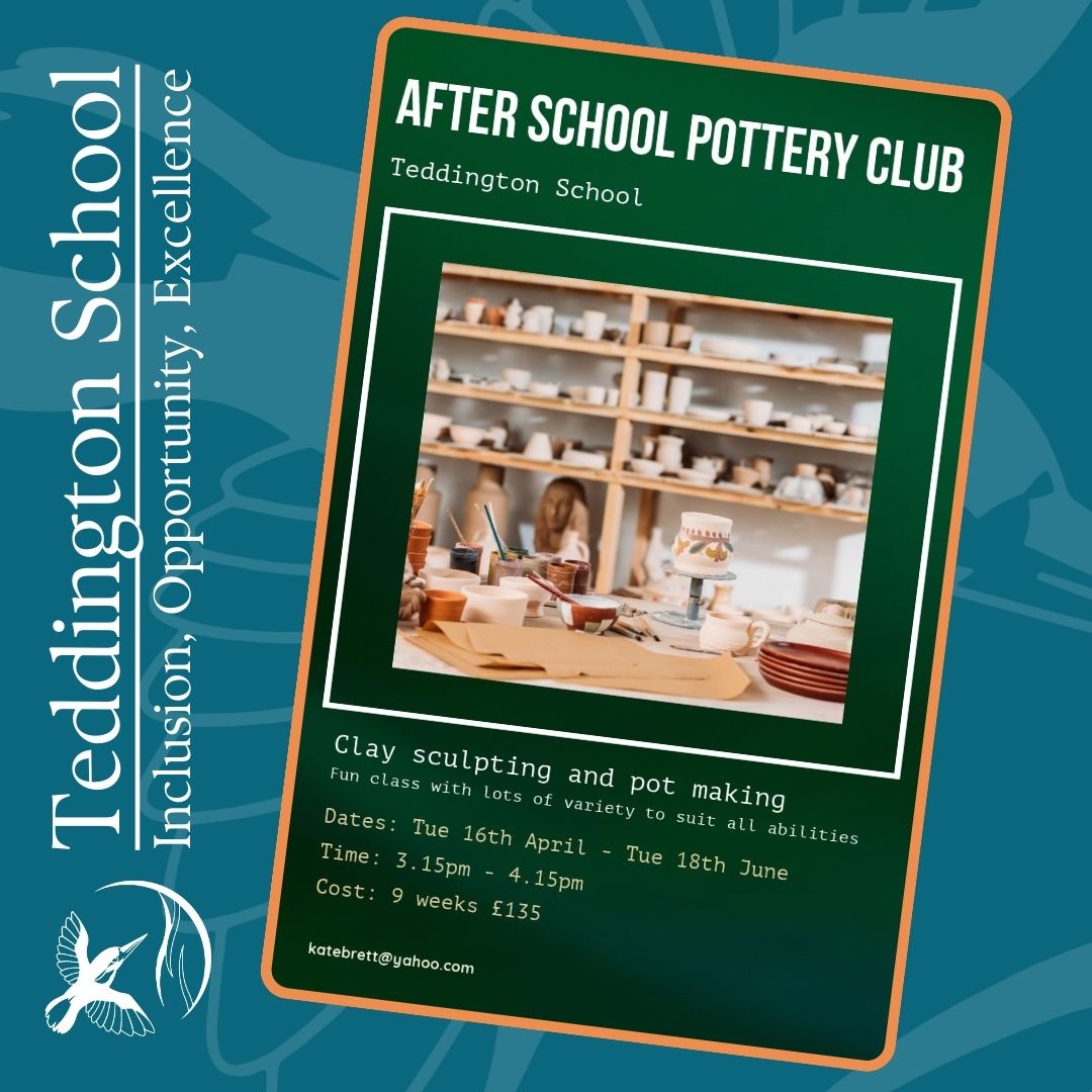 Ever wanted to learn pottery? Next term is your opportunity! More information below! 🥣

#Teddington #TeddingtonSchool #ExcellentEducation #GlobalCitizens #HealthyLearners #FutureReady