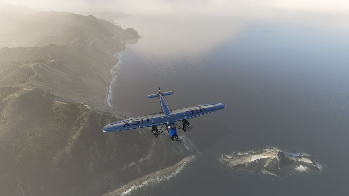 Adk0n77's tweet image. Flying up the US West Coast. Trying to get to 500 flight hours in @MSFSofficial. Only 8.49 HRS remaining.

LEG 38: HALF MOON BAY - MOUNTAIN VIEW, CA.
AIRCRAFT: FORD TRIMOTOR
DISTANCE: 53 NAUTICAL MILES 
TIME: 37 MIN
7.87 HRS to go!
#VirtualPhotography #MSFS20