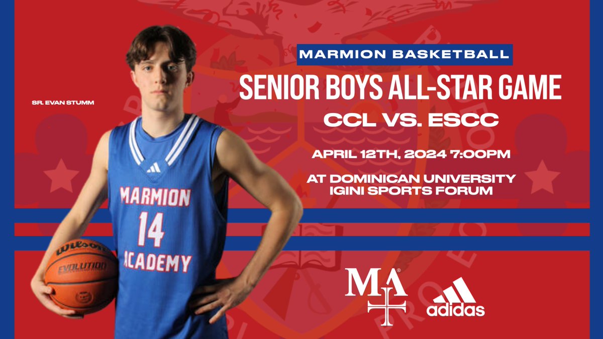 Best of luck to Evan Stumm today as he competes in the CCL vs. ESCC All-Star Game. 7:00pm tip at Dominican University. @MarmionBBall #WeAreMA #MakeItMarmion