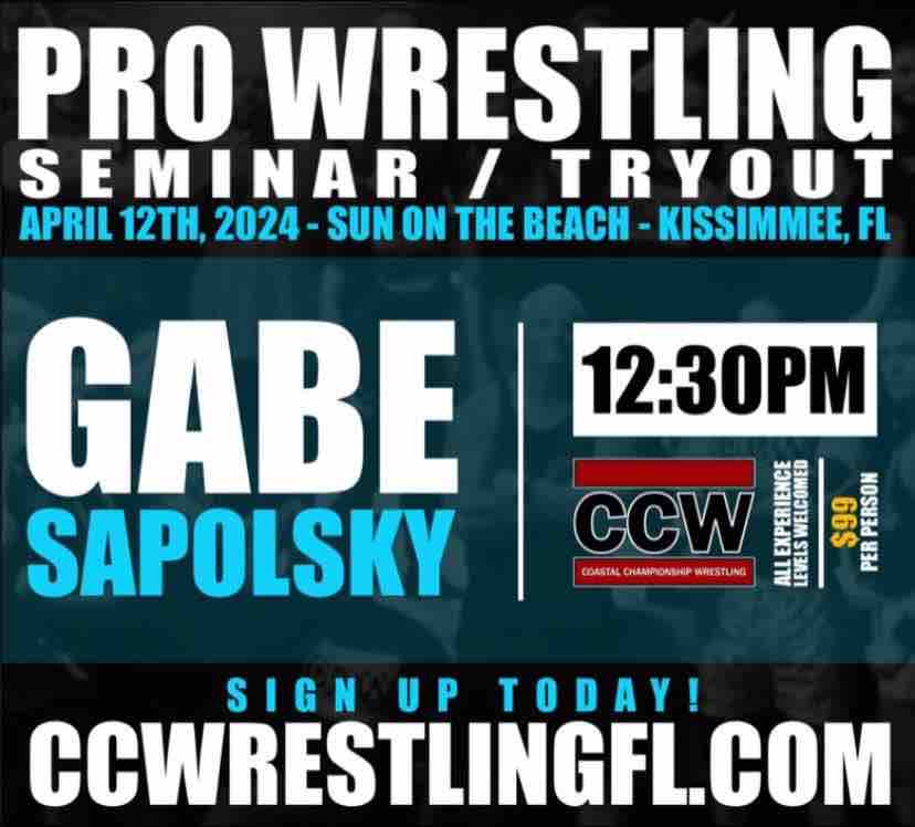 LAST CALL! Do not miss this opportunity to take part in a special SEMINAR and TRYOUT with Gabe Sapolsky! TODAY, APRIL 12TH KISSIMMEE, FL 12:00PM Don’t be late! Sign up ⬇️ ow.ly/XHjH50ReHQf