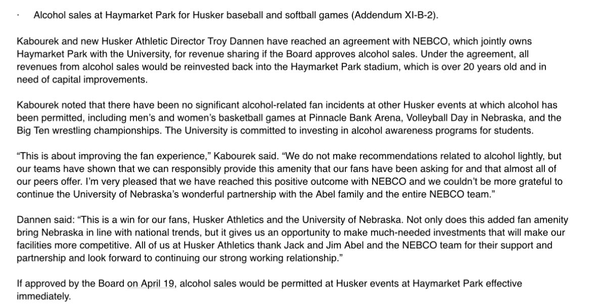 Nebraska is set to bring alcohol sales to Haymarket Park as soon as next weekend.