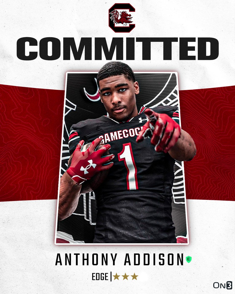 🚨BREAKING🚨 2025 EDGE Anthony Addison has committed to South Carolina🤙 More from @ChadSimmons_: on3.com/college/south-…