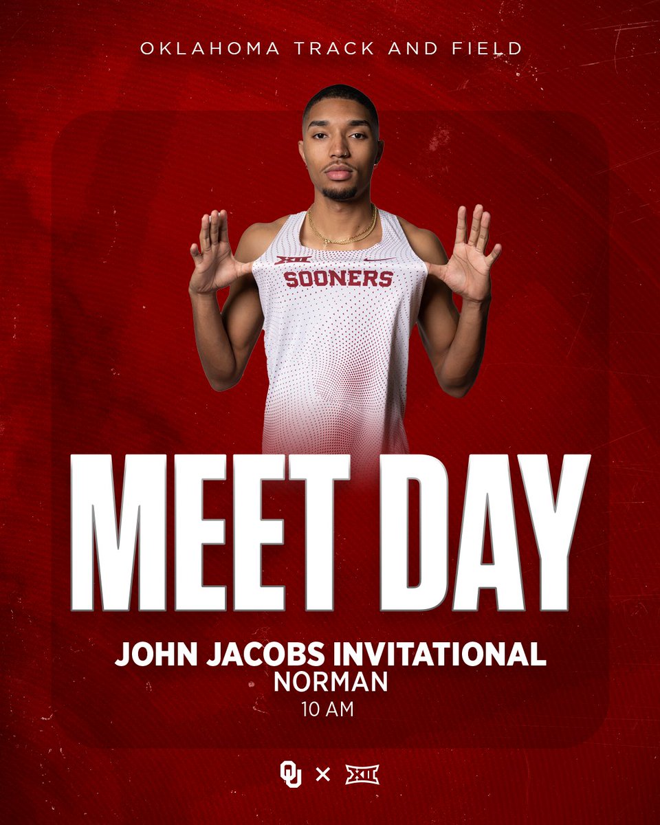 𝗜𝘁'𝘀 𝗺𝗲𝗲𝘁 𝗱𝗮𝘆 𝗶𝗻 𝗡𝗼𝗿𝗺𝗮𝗻! 🏟️ │ John Jacobs Invitational 📍 │ John Jacobs Track and Field Complex, Norman ⏰ │ 10 a.m. CT 📊 │ ouath.at/4aS3IDD #BoomerSooner ☝️