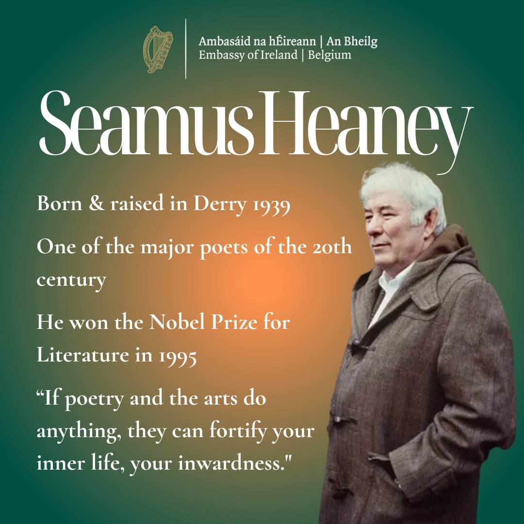 Its #SeamusHeaney 's birthday - celebrate with an excerpt from 'The Wool Trade' ✍️🇮🇪

'..And square-set men in tunics
Who plied soft names like Bruges
In their talk, merchants
Back from the Netherlands..'