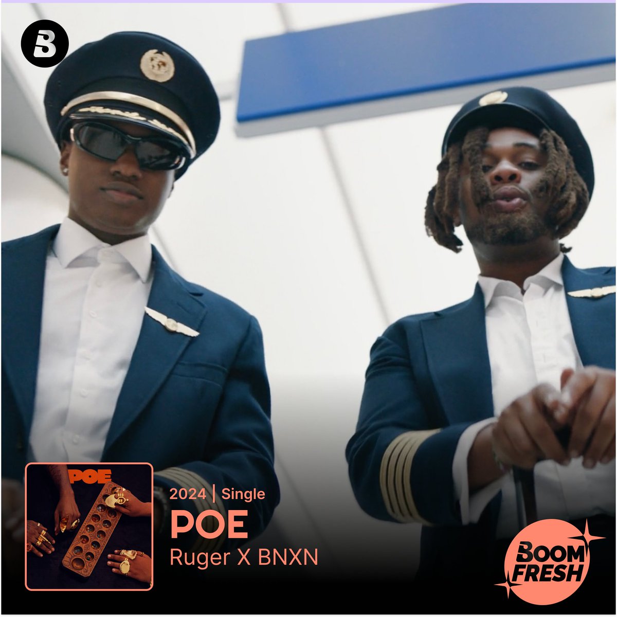 Captains of #RNB AIR @rugerofficial & @BNXN take us on a solid vibe with #POE! ✈️ Listen to this dope jam on Boomplay! ➡️ Boom.lnk.to/RugerBNXNPOE #BoomFresh #HomeOfMusic #NewMusicFriday #BNXN #Ruger