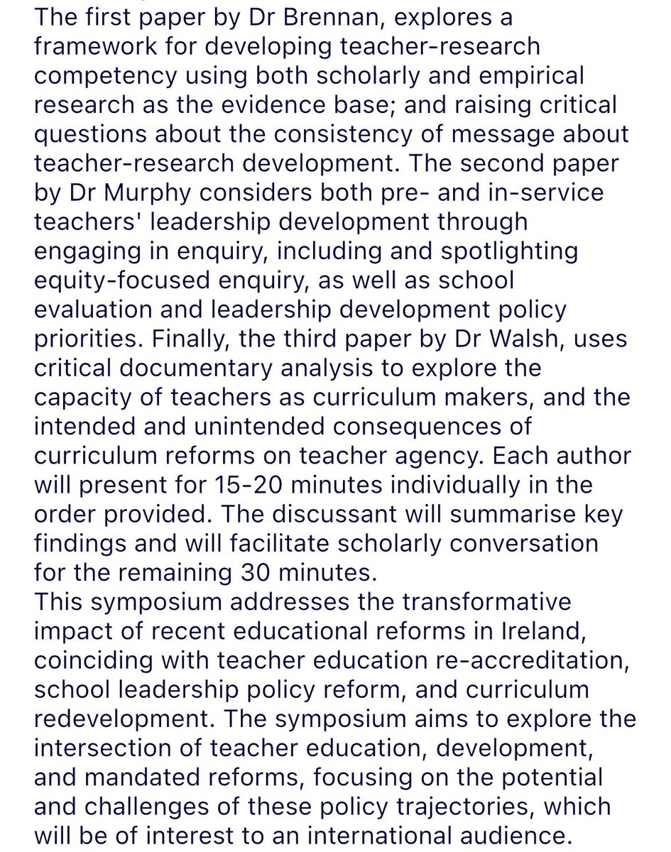 If you are at #AERA24, come along to the @esai_irl symposium on ‘Interrogating Educational Possibilities Through Teacher Education and Development’, this morning. @AimieBrennan @drgavinmurphy, Dr Thomas Walsh & @jamespspillane