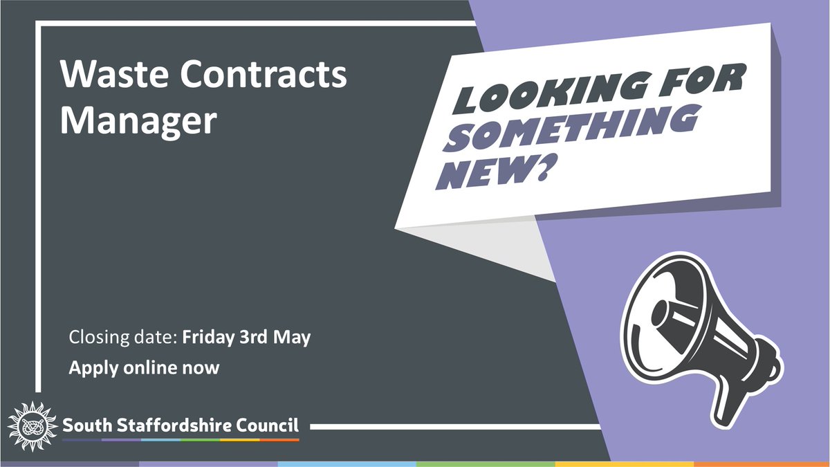 📢We are now hiring a Waste Contracts Manager. ♻️ Closes Friday 3rd May 👇 sstaffs.gov.uk/findajob